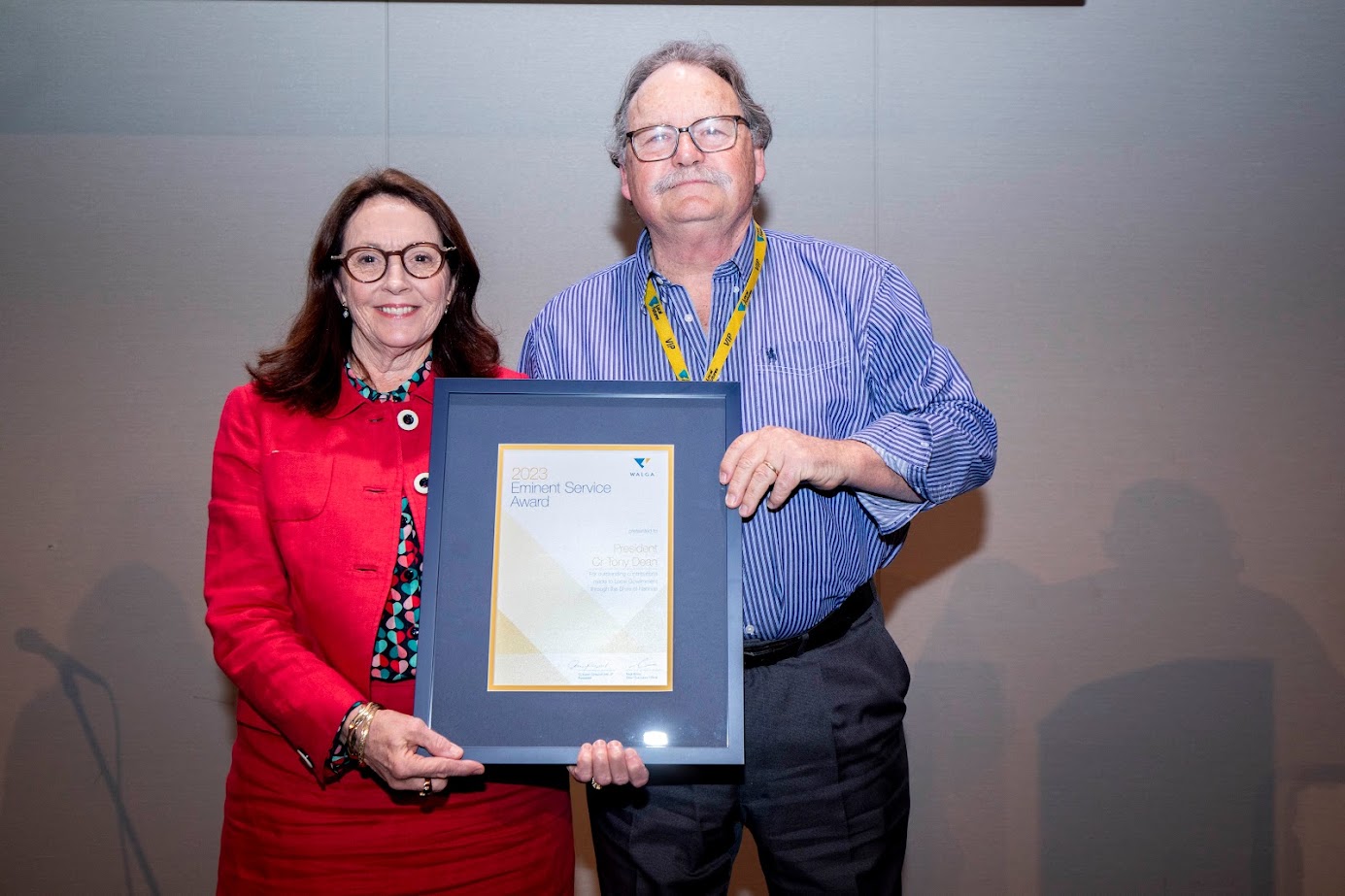 Eminent Service Award presented to Shire President, Tony Dean