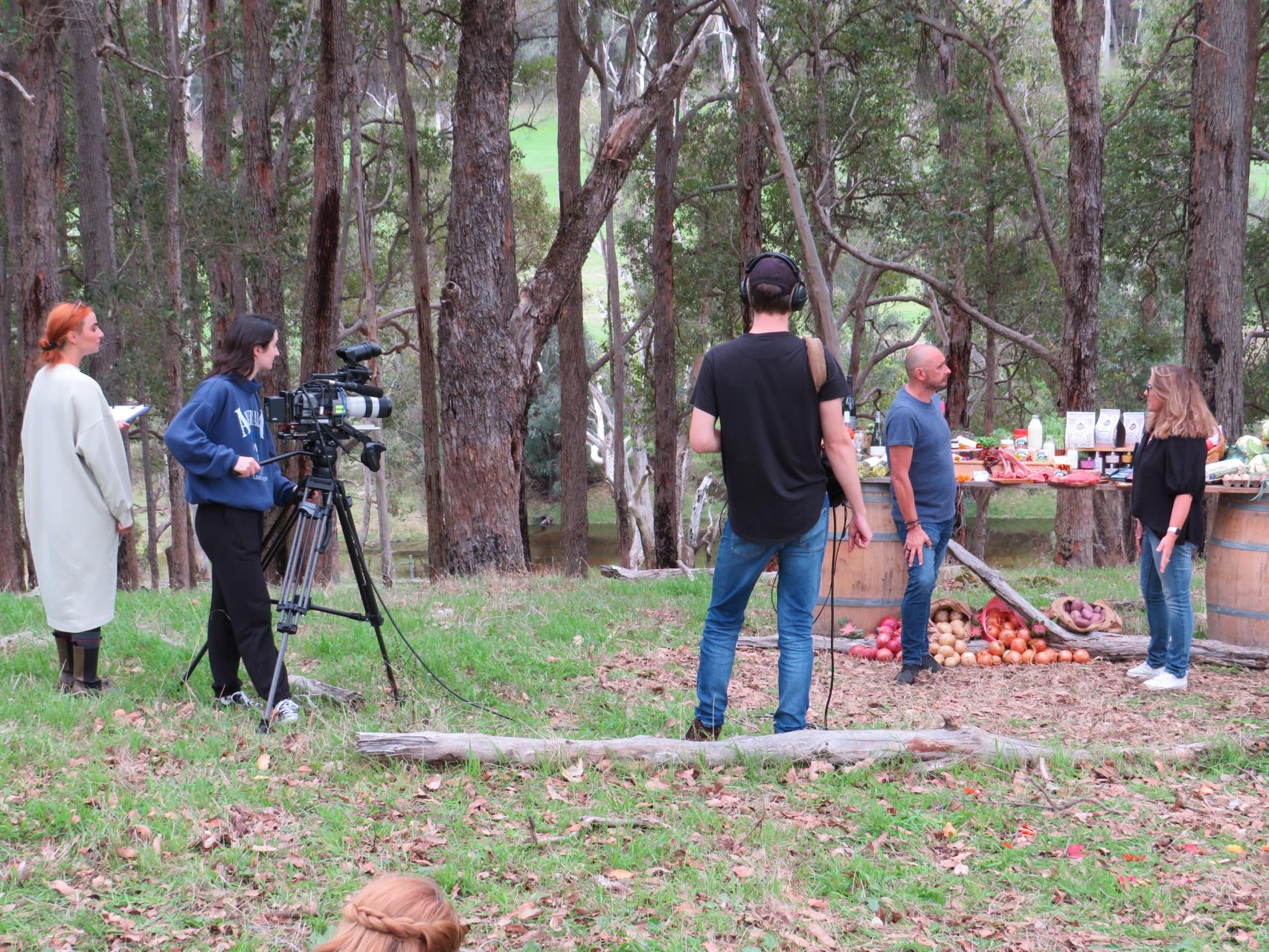 The Our State on a Plate film crew, with Presenter Theo Kalogeracos & Kerrie Dunnett