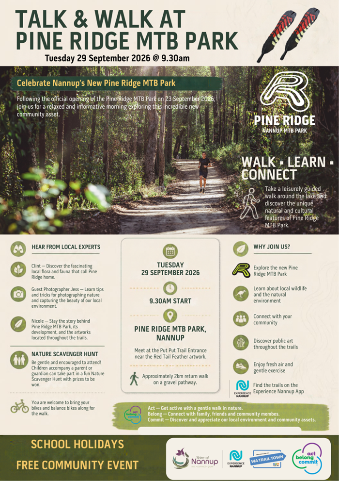 Image: Talk & Walk at Pine Ridge MTB Park