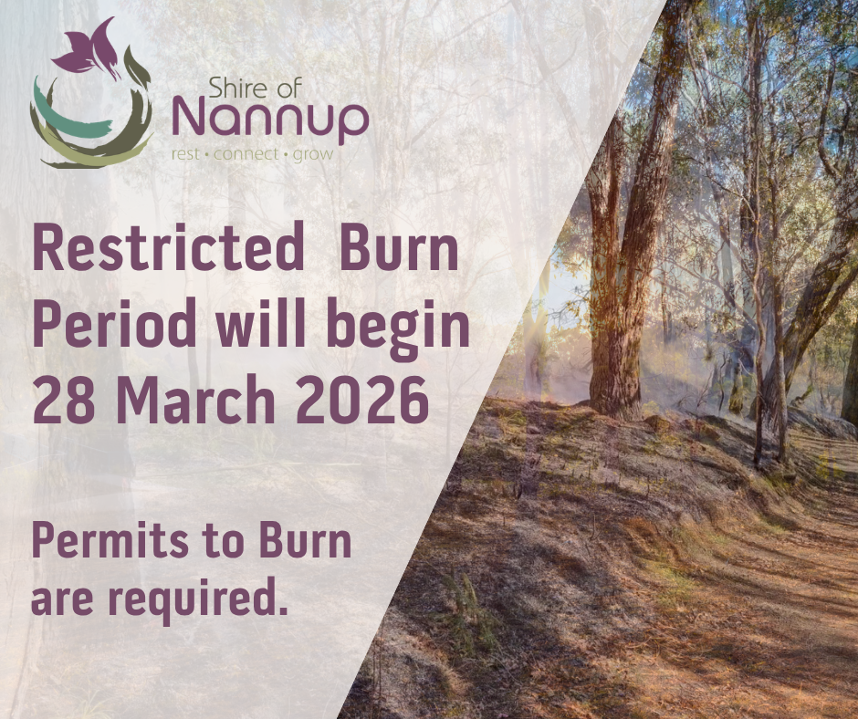 Restricted Burn Period starts Saturday 28 March to 15 May 2026