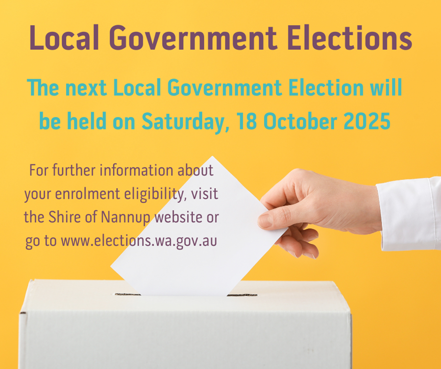 Photo: Nannup Local Government Elections scheduled for Saturday, 18 October 2025. A Candidate Information Briefing Webinar will be held on Monday, 18 August at 6:00pm in the Community Meeting Room, Recreation Centre Precinct